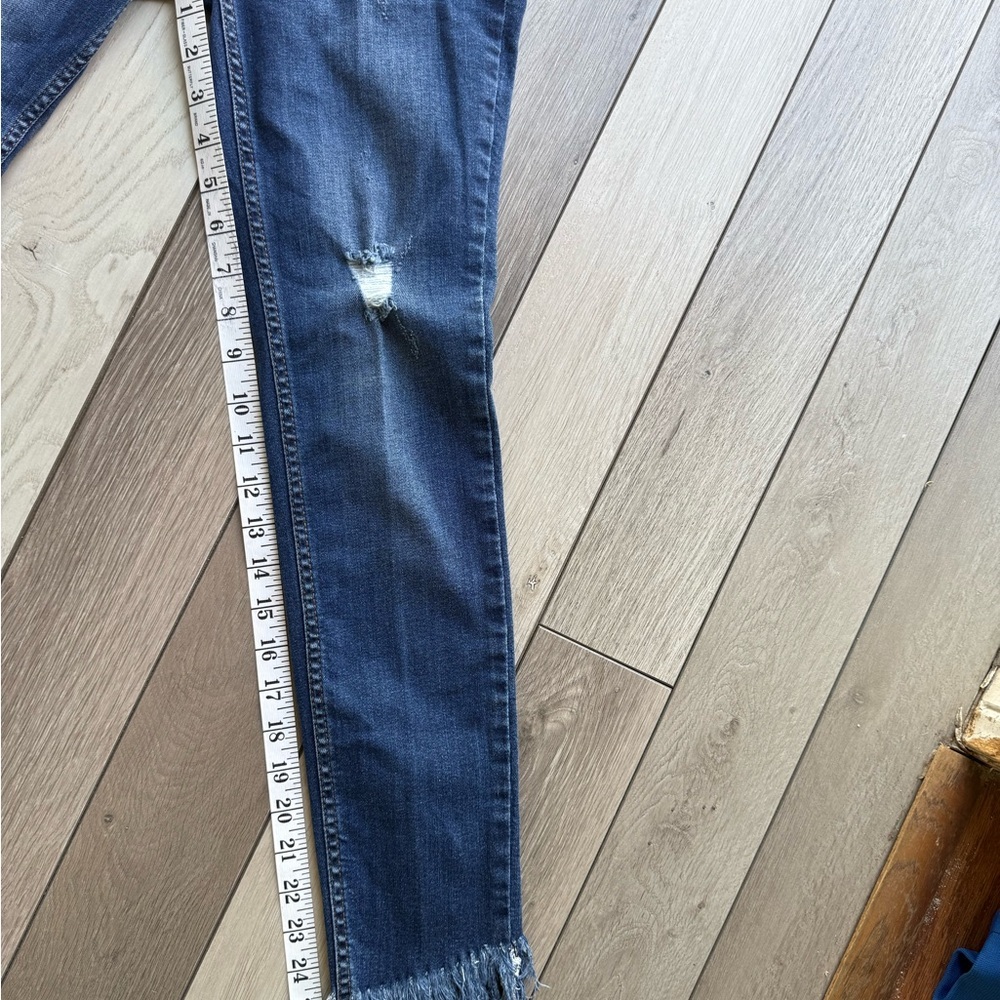 Free People Blue Ankle Cropped Jeans with Distressed Details - Picture 7 of 7